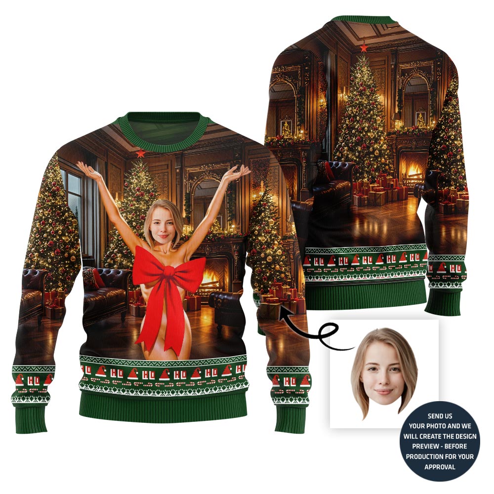 Hilarious Custom Face Christmas Tree Sweater