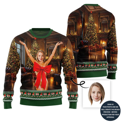 Hilarious Custom Face Christmas Tree Sweater