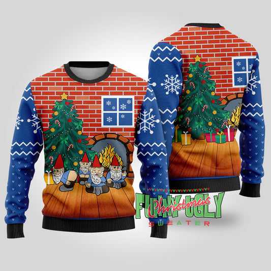Naughty Gnome Funny Christmas Sweater Royal