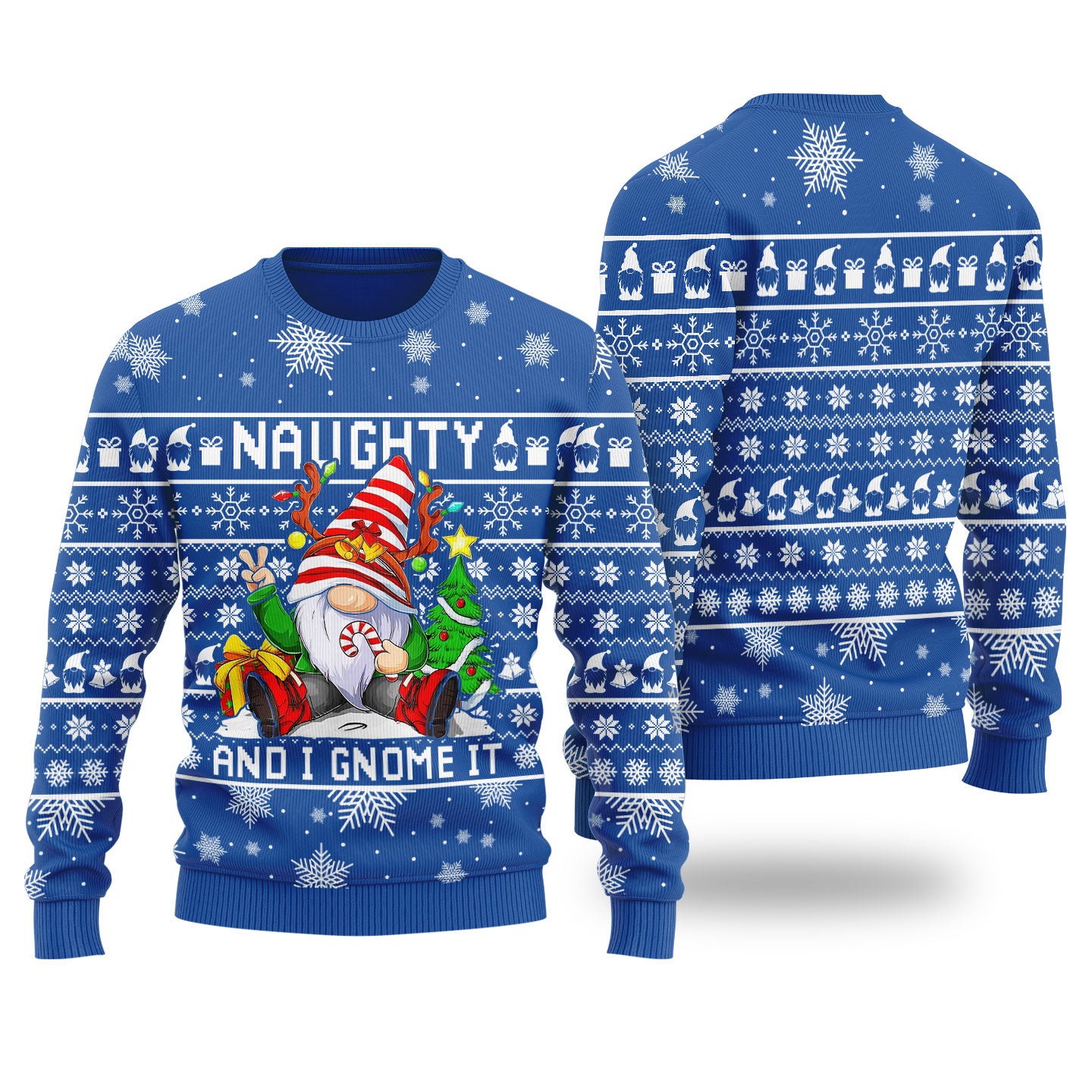 Naughty Gnome Ugly Christmas Sweater Royal