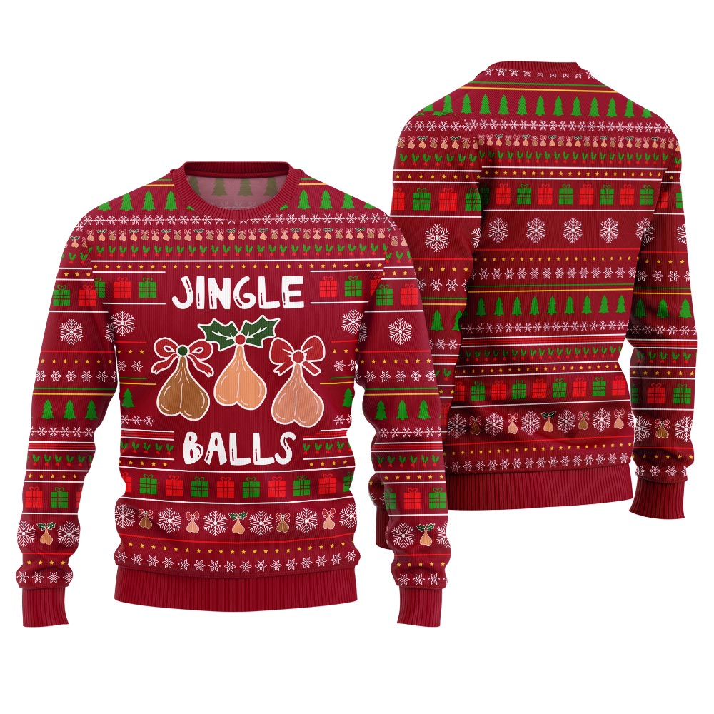 Naughty Jingle Balls Funny Ugly Christmas Sweater