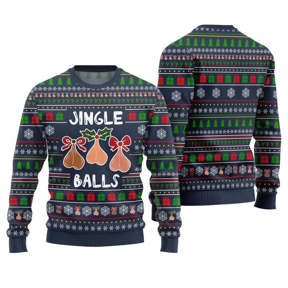 Naughty Jingle Balls Funny Ugly Christmas Sweater