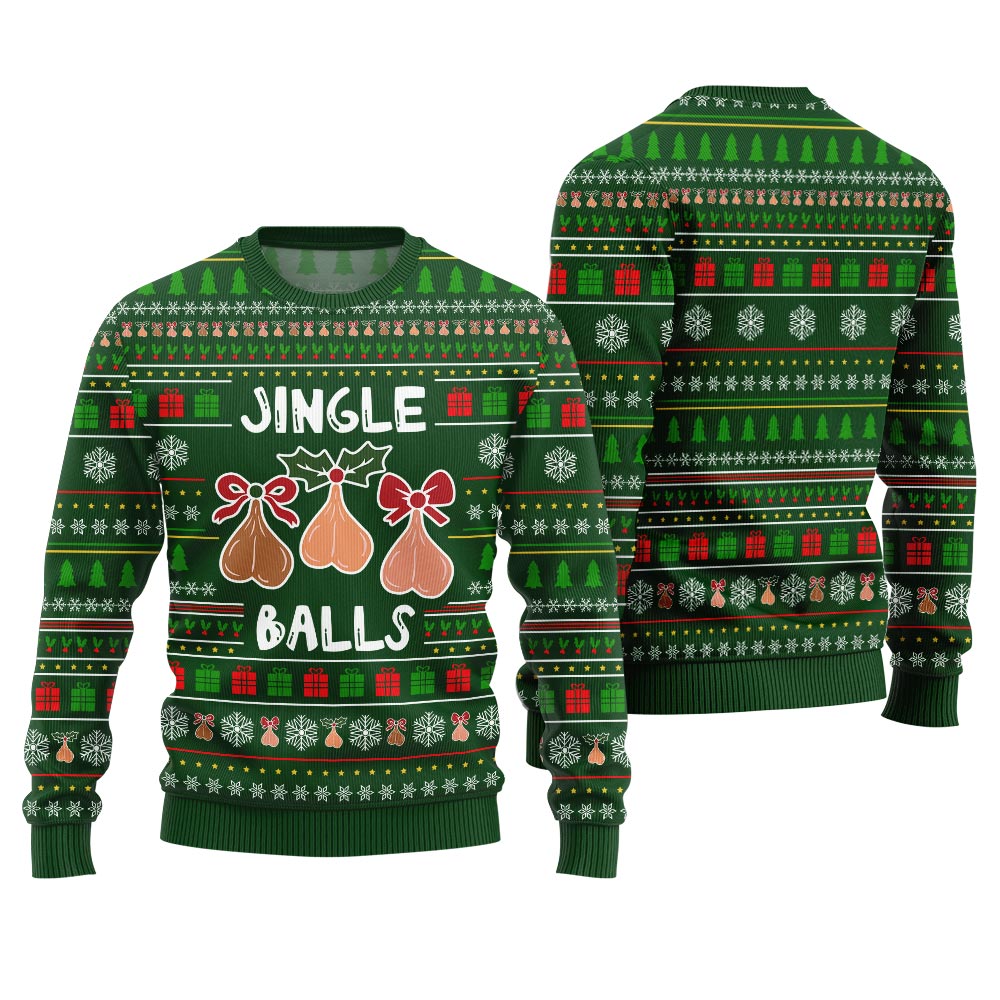 Naughty Jingle Balls Funny Ugly Christmas Sweater