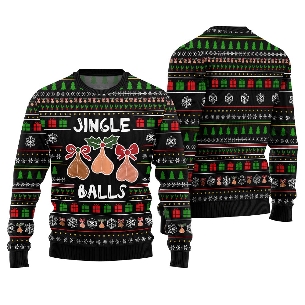 Naughty Jingle Balls Funny Ugly Christmas Sweater