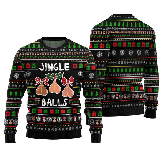 Naughty Jingle Balls Funny Ugly Christmas Sweater
