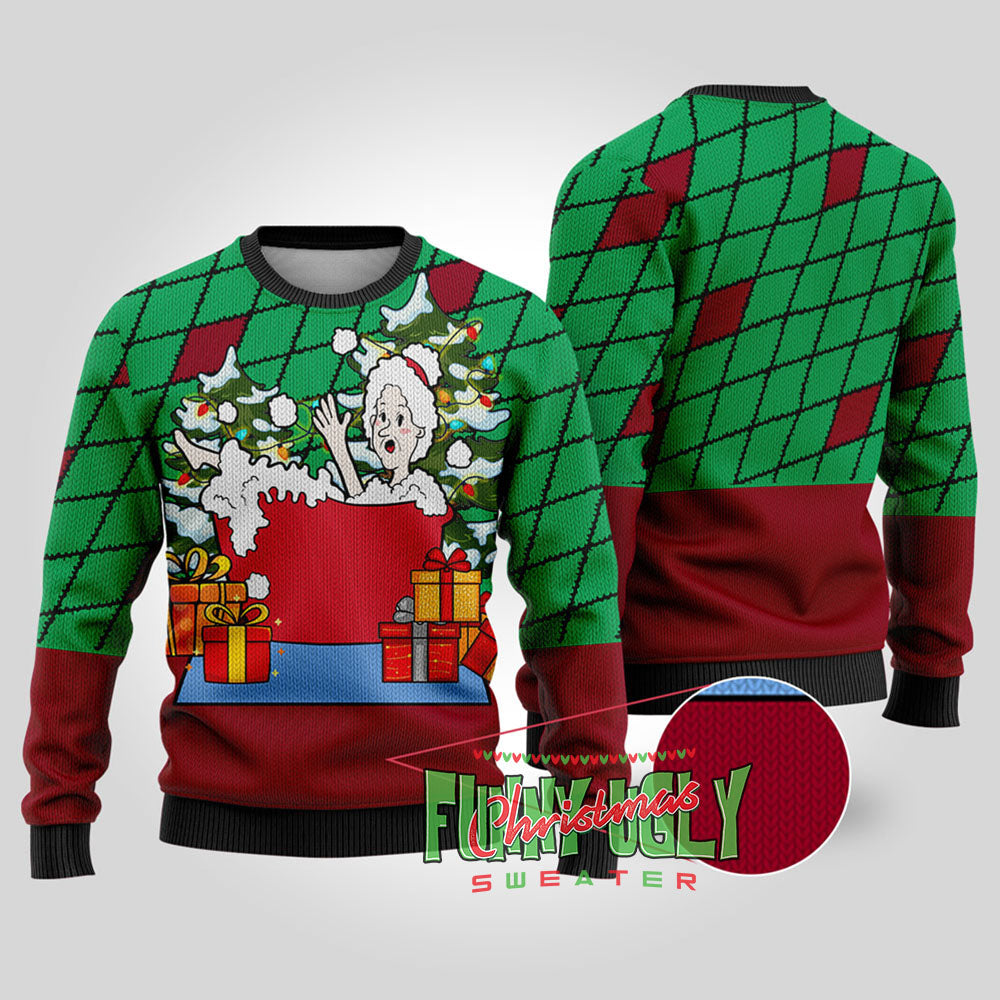 Naughty Mrs. Claus Ugly Christmas Sweater Cardinal Red
