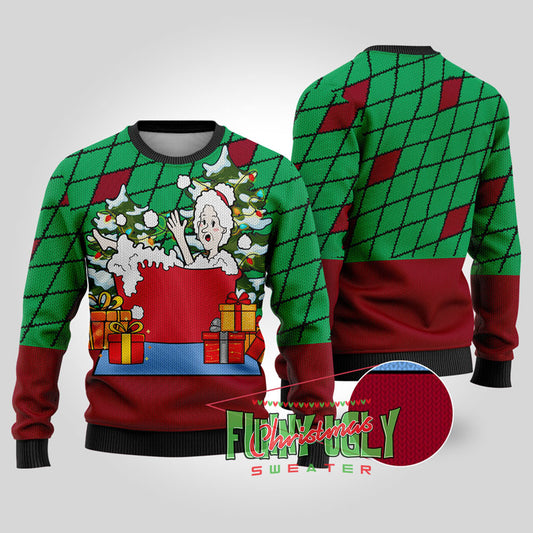 Naughty Mrs. Claus Ugly Christmas Sweater Cardinal Red