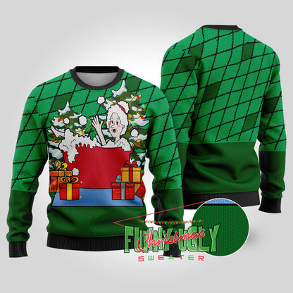 Naughty Mrs. Claus Ugly Christmas Sweater Forest Green