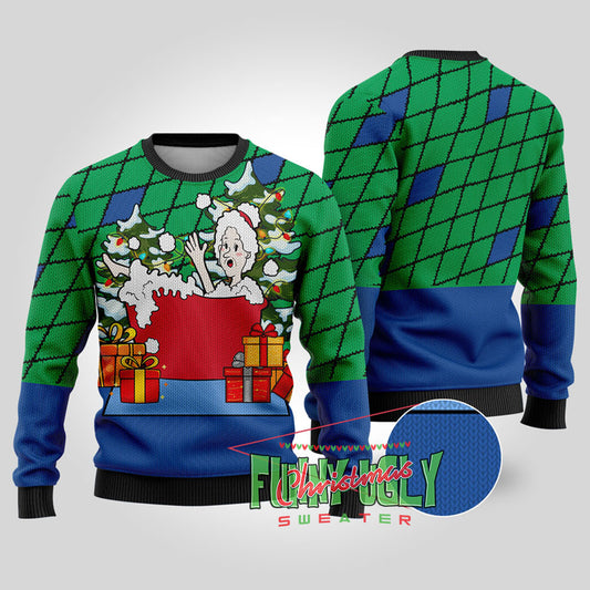 Naughty Mrs. Claus Ugly Christmas Sweater Royal