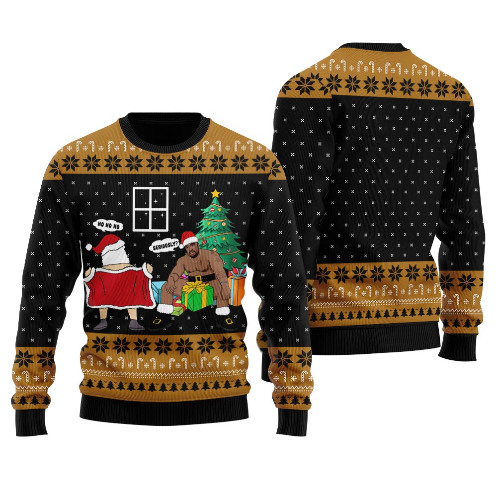 Naughty Santa Barry Wood Inappropriate Christmas Sweater