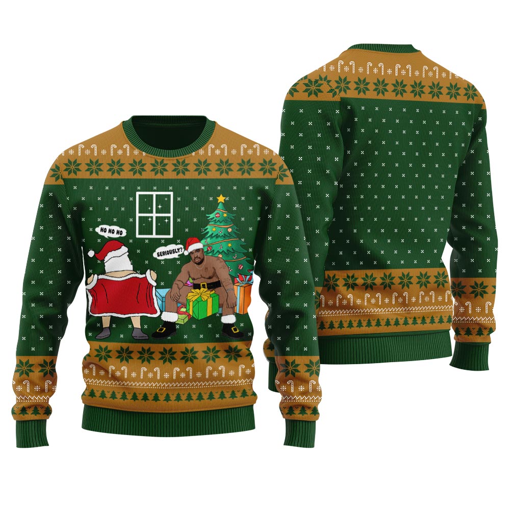Naughty Santa Barry Wood Inappropriate Christmas Sweater