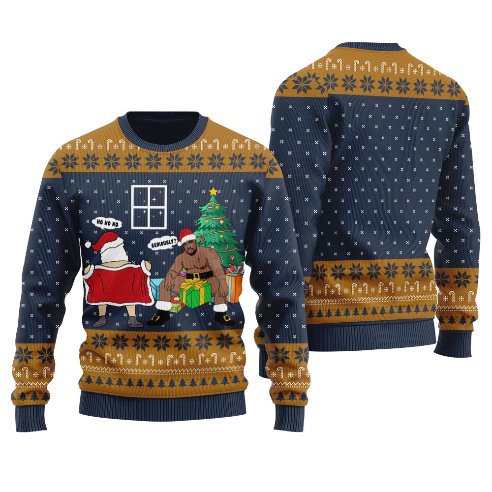 Naughty Santa Barry Wood Inappropriate Christmas Sweater