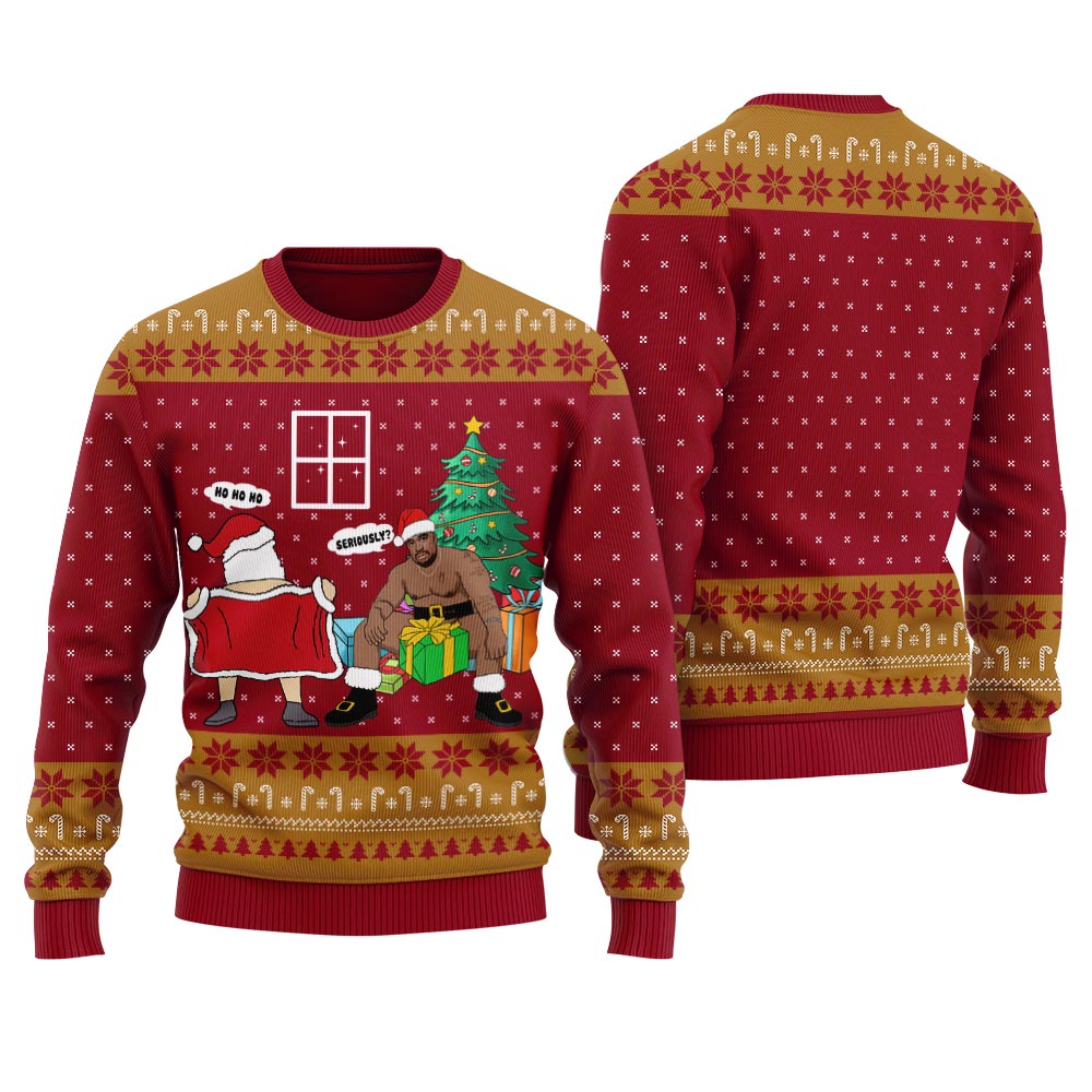 Naughty Santa Barry Wood Inappropriate Christmas Sweater
