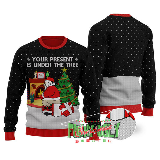 Naughty Santa Christmas Sweater Black
