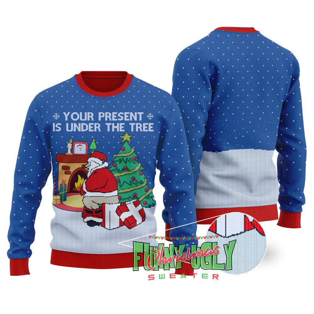 Naughty Santa Christmas Sweater Royal