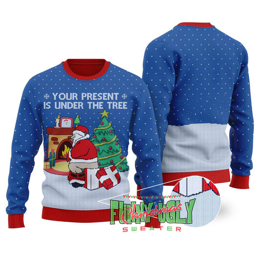 Naughty Santa Christmas Sweater Royal