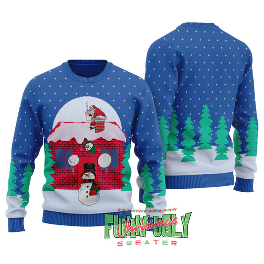 Naughty Santa Funny Snowman Ugly Christmas Sweater