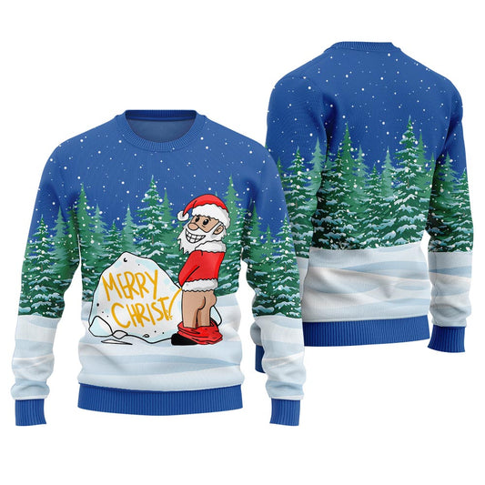 Naughty Santa Merry Christmas Sweater Royal