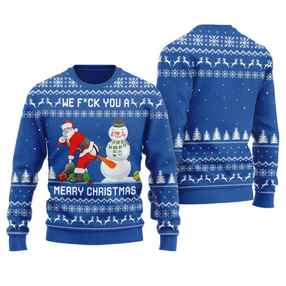Santa Playing With Snowman Ugly Christmas Sweater For Men