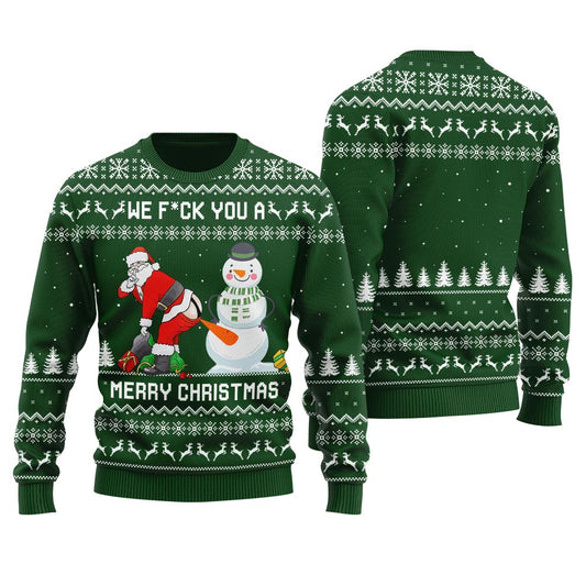 Naughty Santa Snowman Ugly Christmas Sweater For Unisex