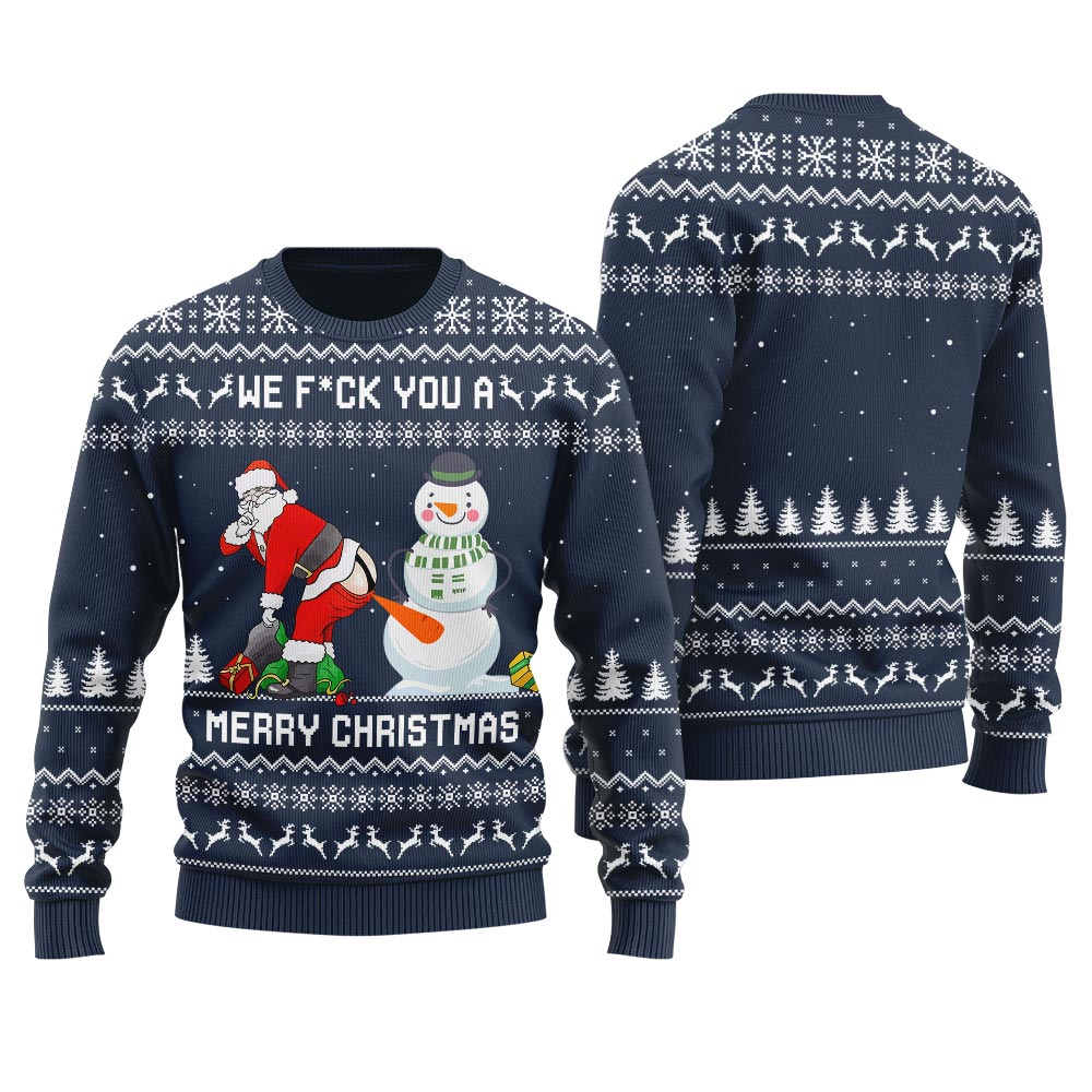 Naughty Santa Snowman Ugly Christmas Sweater For Women
