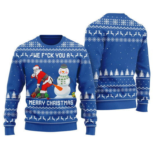 Naughty Santa Snowman Ugly Christmas Sweater For Women