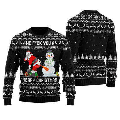 Naughty Santa Snowman Ugly Christmas Sweater For Women