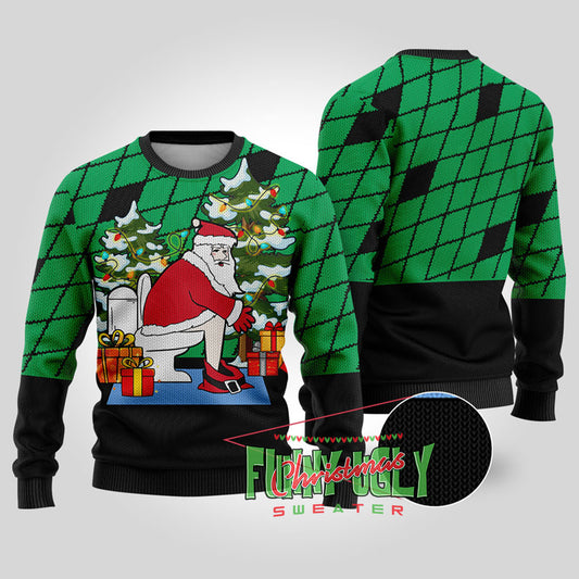 Naughty Santa Claus Ugly Christmas Sweater Black