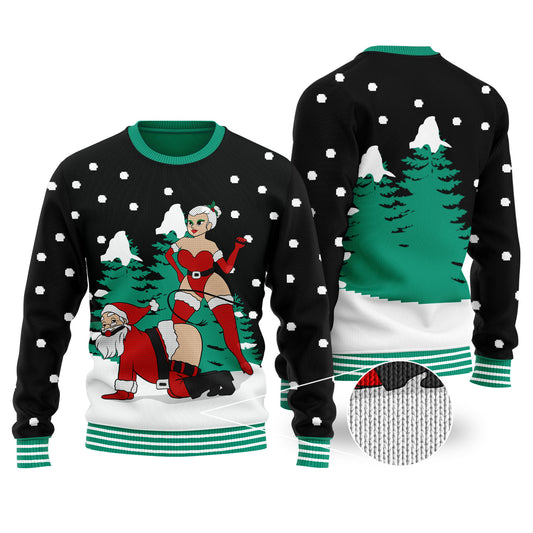 Naughty Santa Ugly Christmas Sweater Black