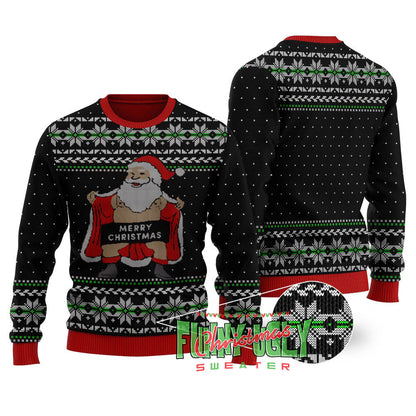 Naughty Santa Ugly Sweater Adults Black