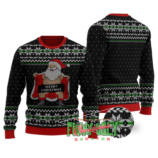 Naughty Santa Ugly Sweater Adults Black