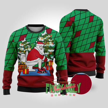 Naughty Santa Claus Ugly Christmas Sweater Cardinal Red