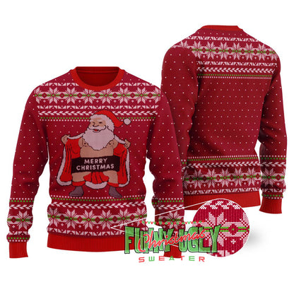Naughty Santa Christmas Sweater Adults Cardinal Red