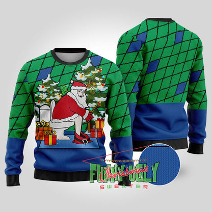 Naughty Santa Claus Ugly Christmas Sweater Royal
