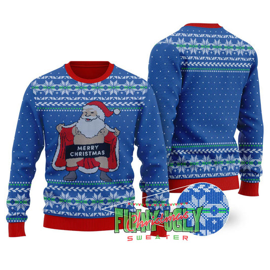 Naughty Santa Ugly Christmas Sweater Royal
