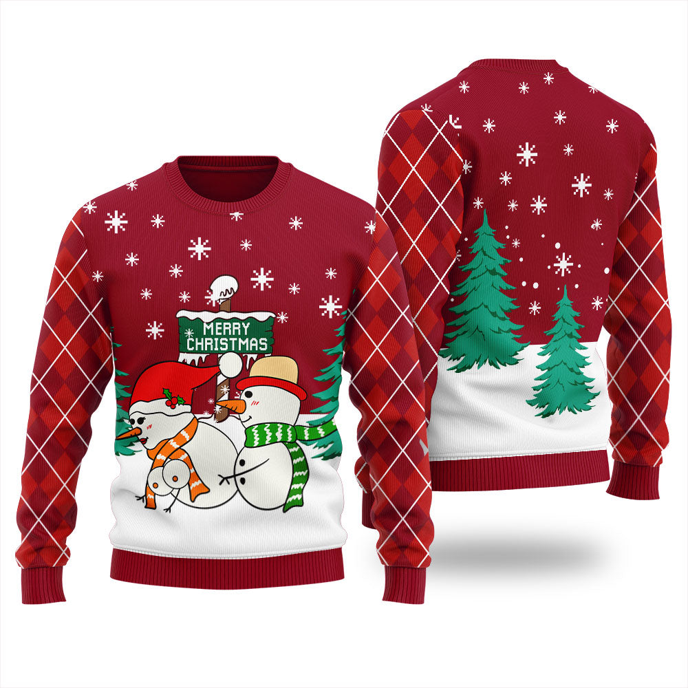 Naughty Snowman Christmas Sweater Men