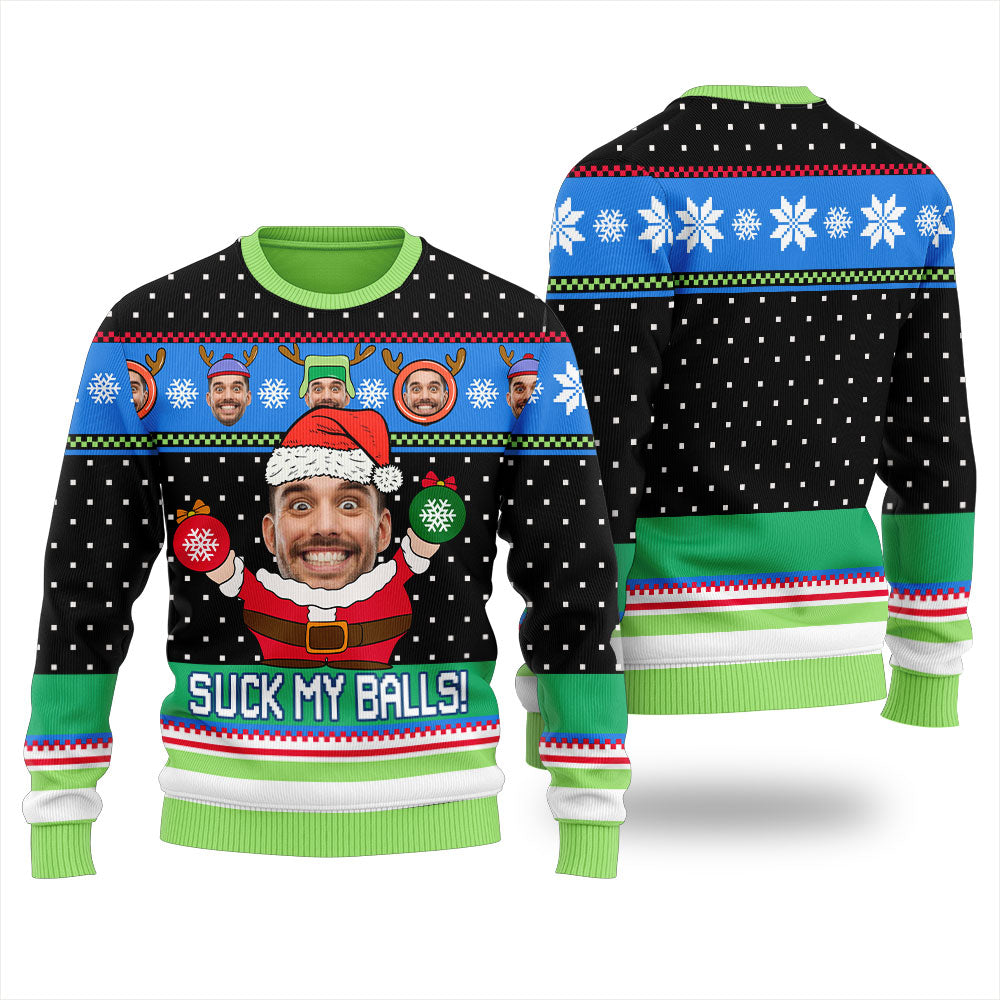 Naughty Suck My Balls Custom Ugly Sweater Women's