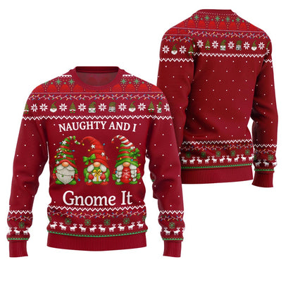 Naughty And I Gnome It Funny Ugly Christmas Sweater