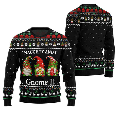 Naughty And I Gnome It Funny Ugly Christmas Sweater