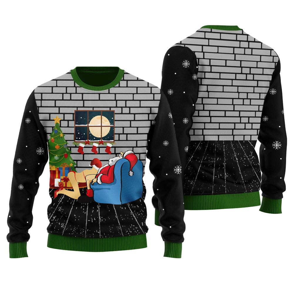 Naugty Santa With Bad Girl Women's Christmas Ugly Sweater