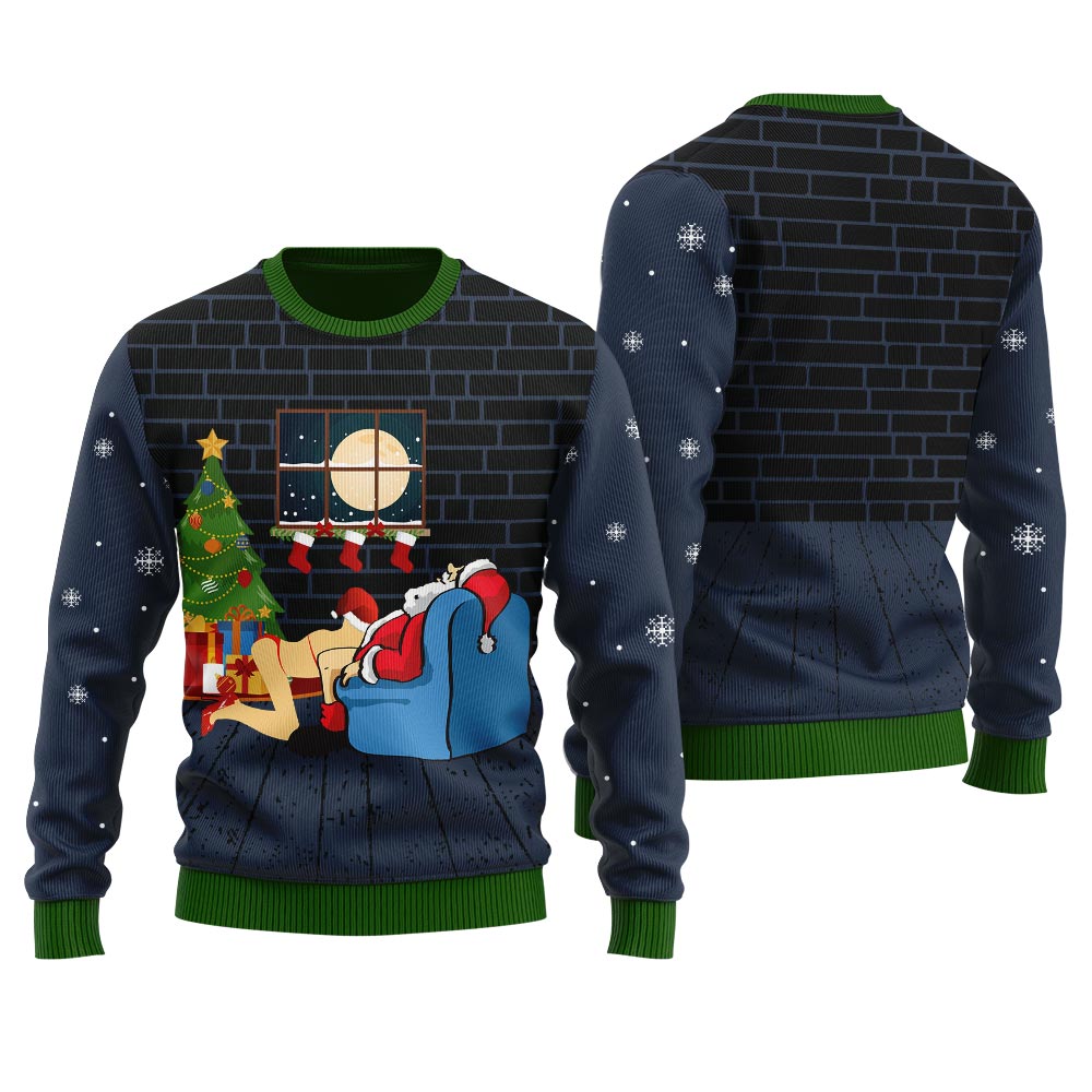 Naugty Santa With Bad Girl Women's Christmas Ugly Sweater