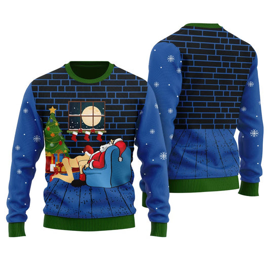 Naugty Santa With Bad Girl Women's Christmas Ugly Sweater