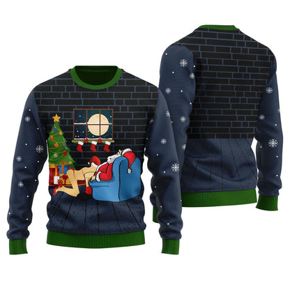 Naugty Santa With Bad Girl Women's Christmas Ugly Sweater