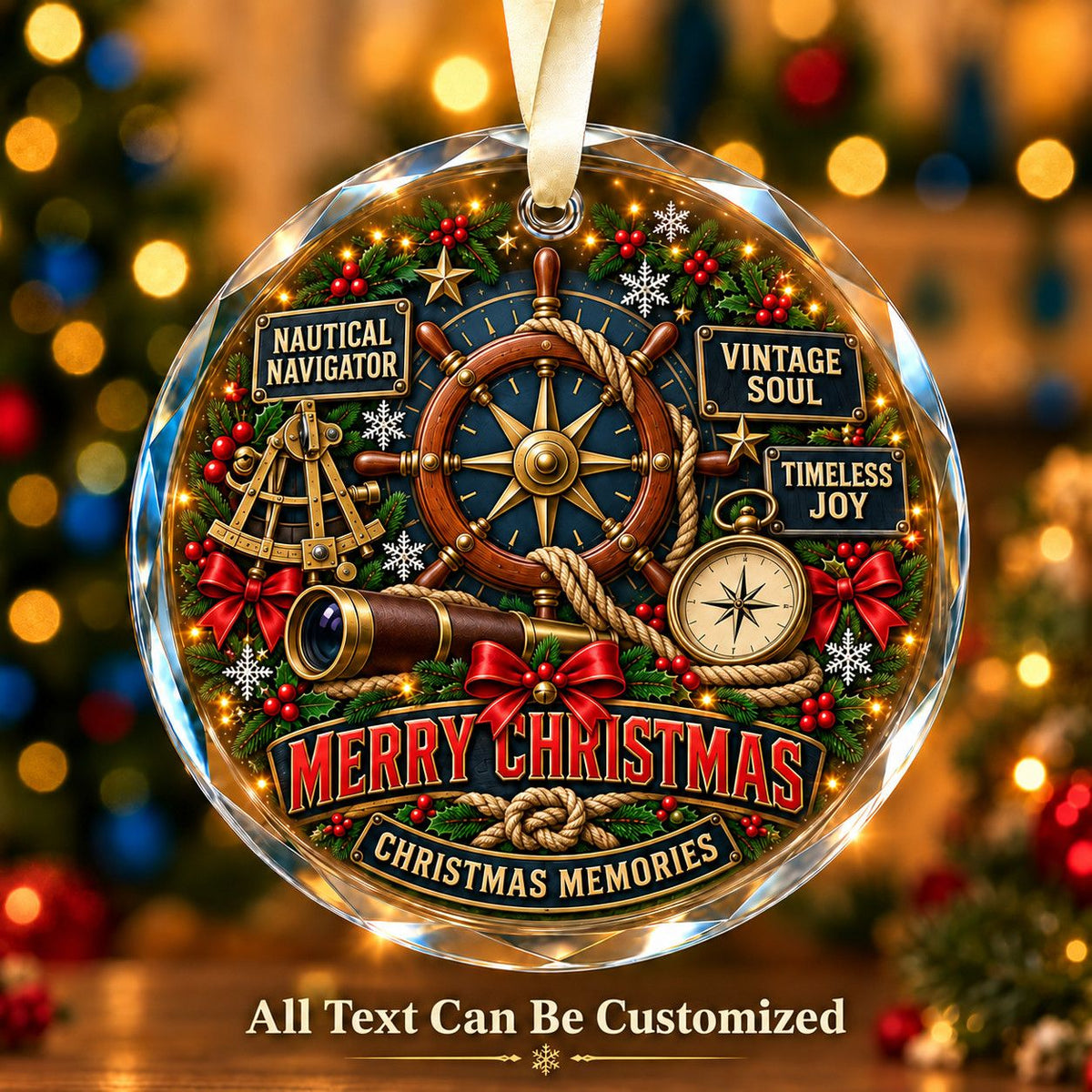 Nautical Navigator Personalized Glass Ornament | 5To9Vibe