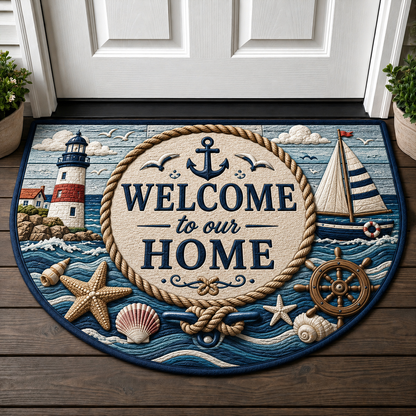 Wipe Your Flippers Whale Welcome Mat - Coastal Lighthouse & Ocean Doormat - 5to9vibe