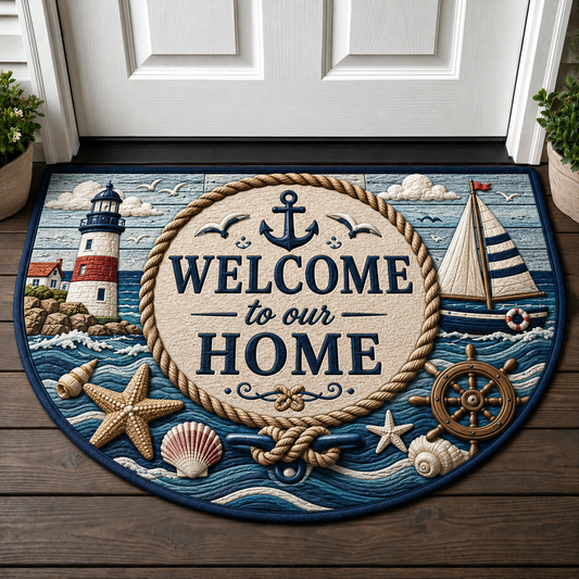 Beach House Surfboard Welcome Mat - Coastal Pelican & Beach Signs Doormat - 5to9vibe