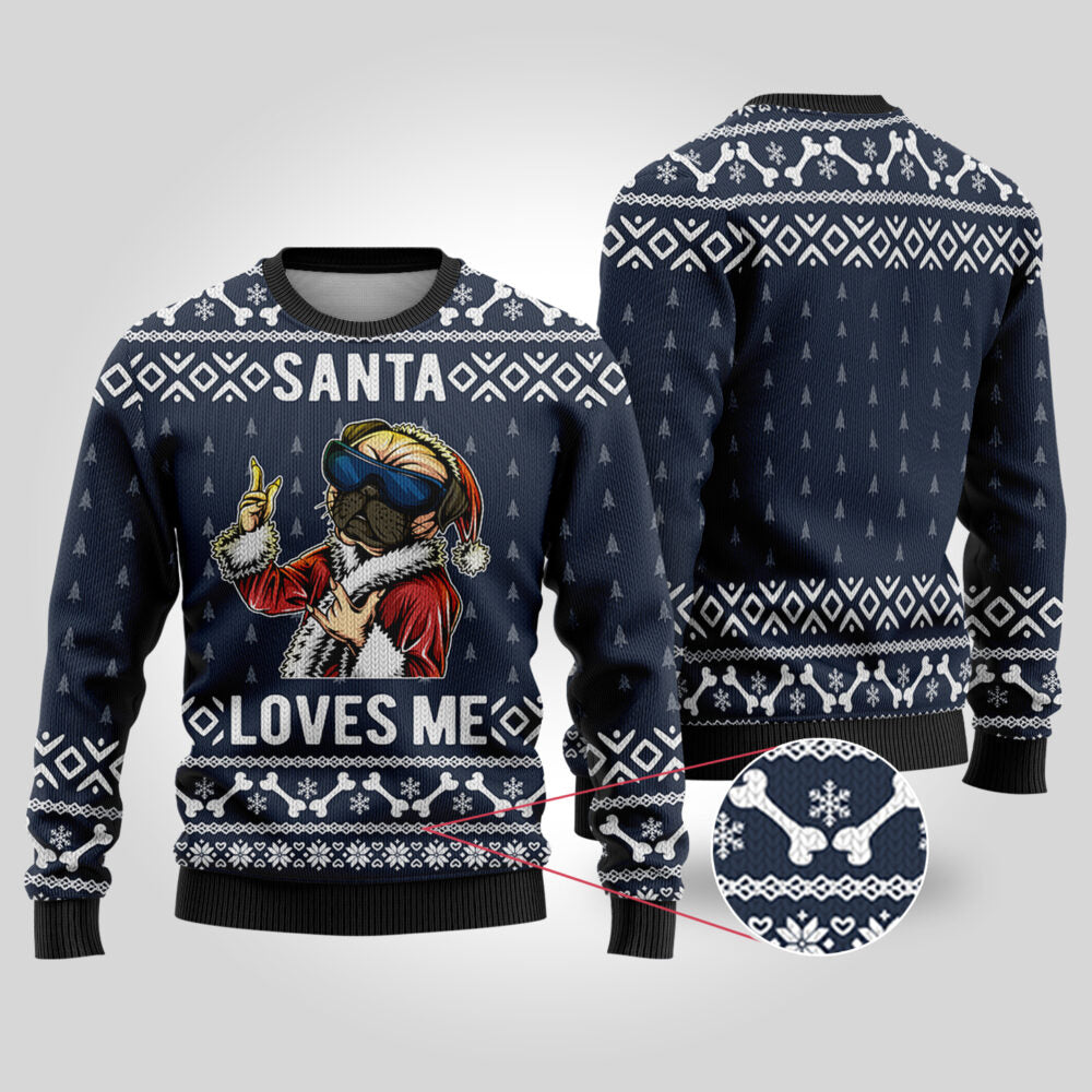 Navy Bulldog Funny Ugly Christmas Sweater - Funny Ugly Christmas Sweater