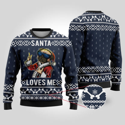 Navy Bulldog Funny Ugly Christmas Sweater - Funny Ugly Christmas Sweater
