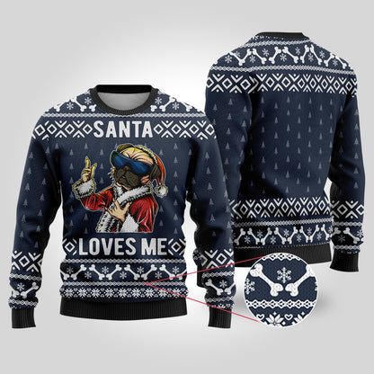 Navy Bulldog Funny Ugly Christmas Sweater - Funny Ugly Christmas Sweater