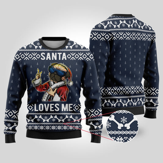 Navy Bulldog Funny Ugly Christmas Sweater - Funny Ugly Christmas Sweater